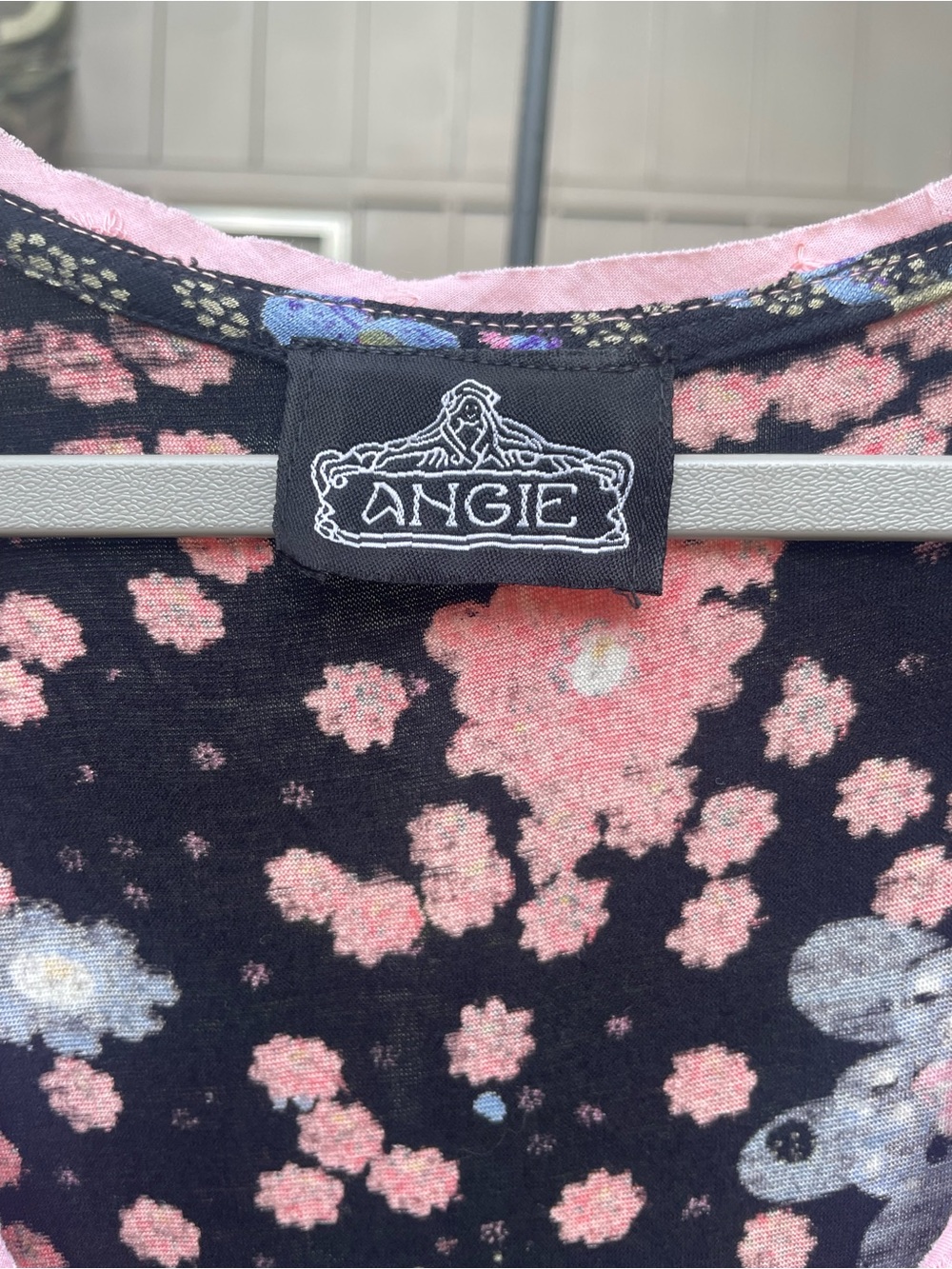 Angie Black Floral Dress with Pink and Blue Blossoms - Picture 3 of 8